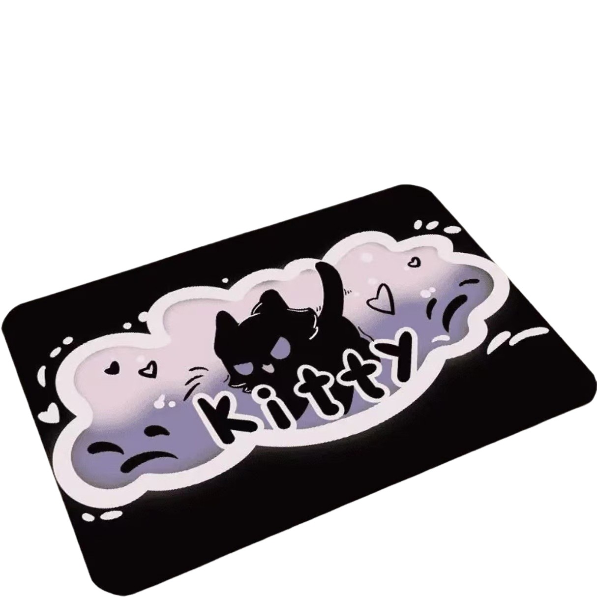 卡通萌趣小黑猫可爱硅藻泥地垫浴室淋浴间吸水防滑速干蹭脚垫代发,淘宝优惠券,粉丝福利购,淘宝优惠卷