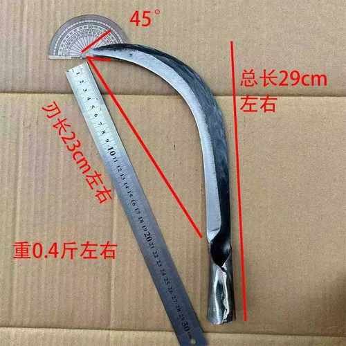 手工锻打老式夹钢特殊钢农用柴刀砍树老式大小号农用镰刀劈柴伐木 - 图2