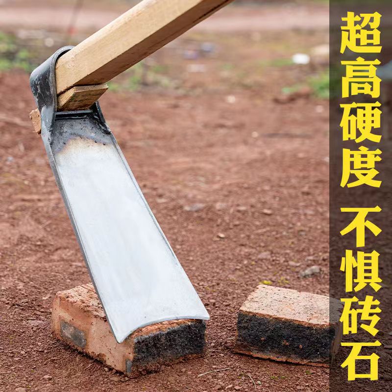 【工厂直降】农用锄头老式弹簧钢全钢挖土农用工具长柄除草挖锄 - 图1