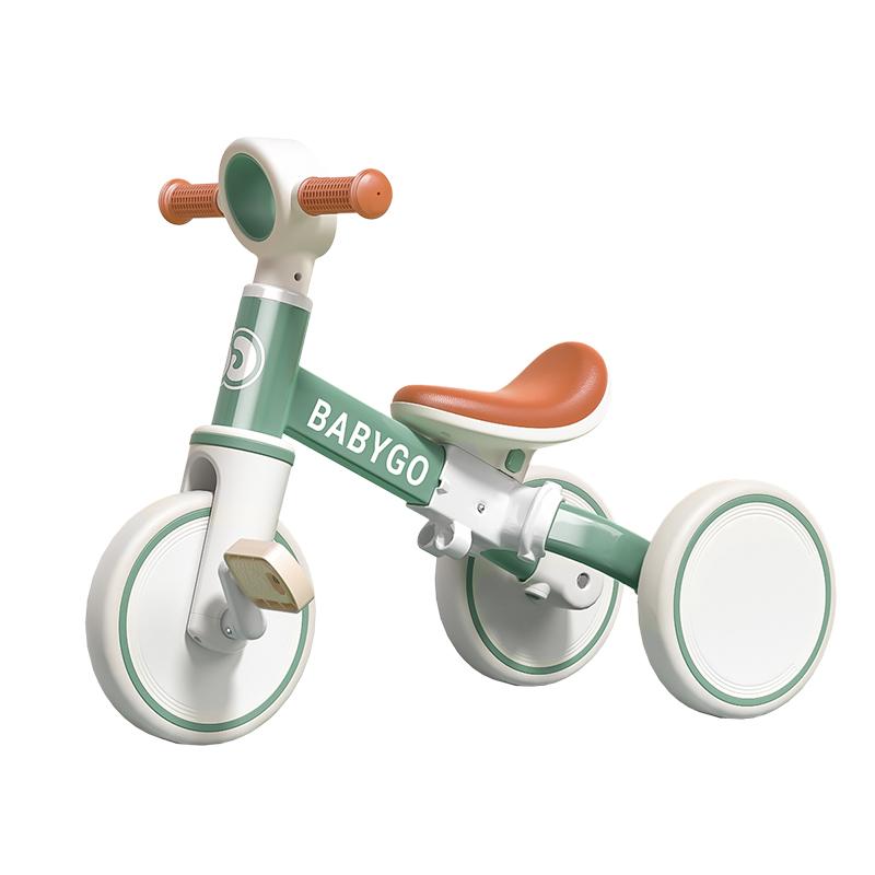 babygo儿童三轮车脚踏车遛娃神器轻便自行车宝宝推车小孩平衡车-图3