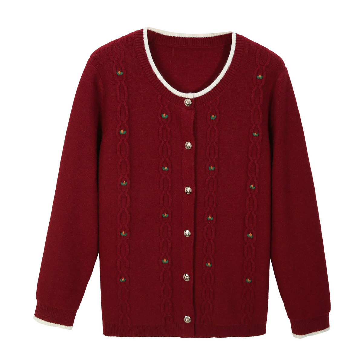 【温柔减龄少女感圆领开衫毛衣】纤莉秀大码女装胖mm2025春装新款,淘宝优惠券,粉丝福利购,淘宝优惠卷