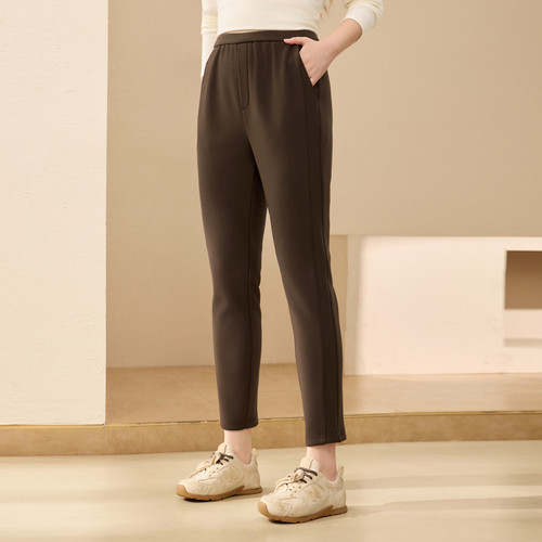 【松紧腰加绒裤子】纤莉秀大码女装时尚简约保暖裤胖mm2025冬新款 - 图1