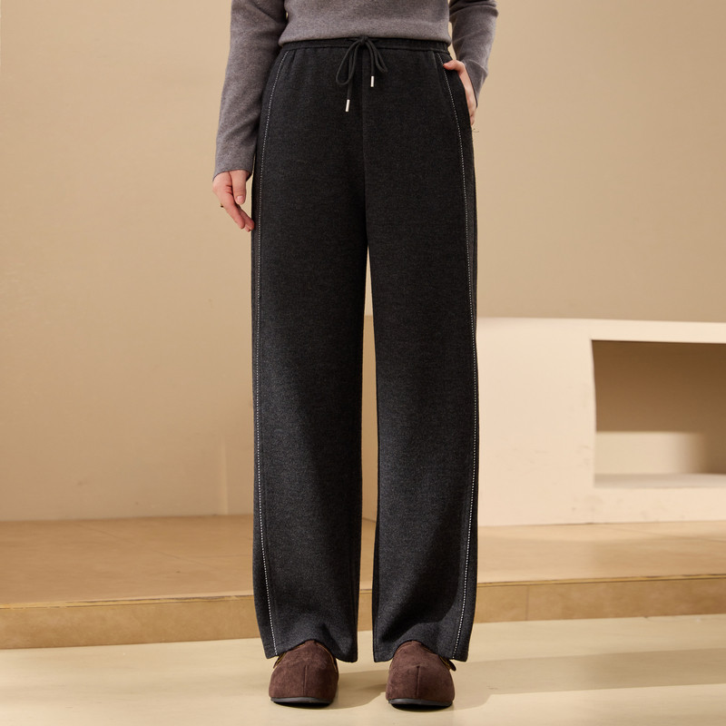 【慵懒舒适裤子】纤莉秀大码女装织带设计休闲裤胖mm2025冬装新款,淘宝优惠券,粉丝福利购,淘宝优惠卷