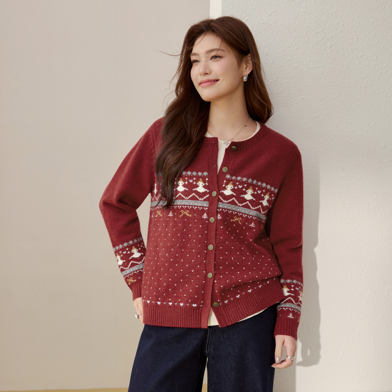 【费尔岛】新年红聚会拜年套头毛衣纤莉秀大码女装胖mm2026春新款,淘宝优惠券,粉丝福利购,淘宝优惠卷