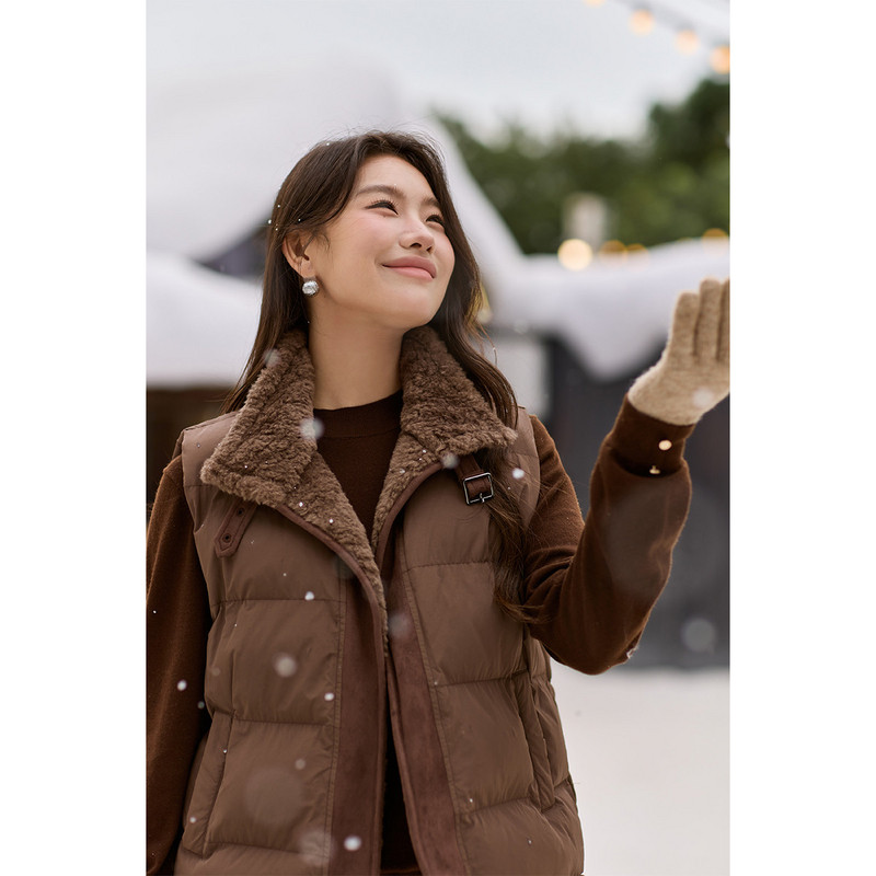 【松果】毛领加厚百搭叠穿棉服马甲纤莉秀大码女装胖mm2025冬新款,淘宝优惠券,粉丝福利购,淘宝优惠卷