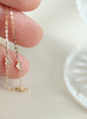 纯银镀14k金女精致轻奢爱心手链