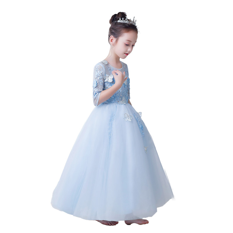 儿童礼服蓝色公主裙女童生日走秀小女孩花童婚纱主持人钢琴演出服,淘宝优惠券,粉丝福利购,淘宝优惠卷