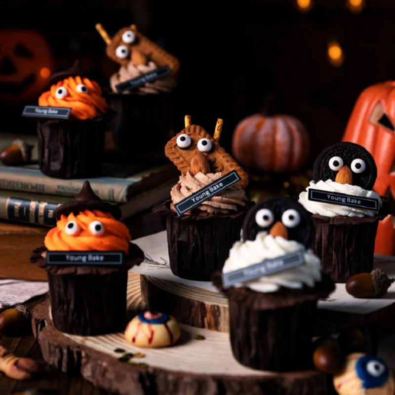 网红万圣节小眼睛蛋糕装饰糖珠摆件圣诞节糖果搞怪眼珠纸杯甜品台