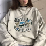 Vintagetang American Retro Ancient Khaki Color делает старый изготовленный с ручьем круглое шею женский топ -три D D