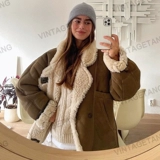 Vintagetang American Retro Brown Lambskin Fur All -in
