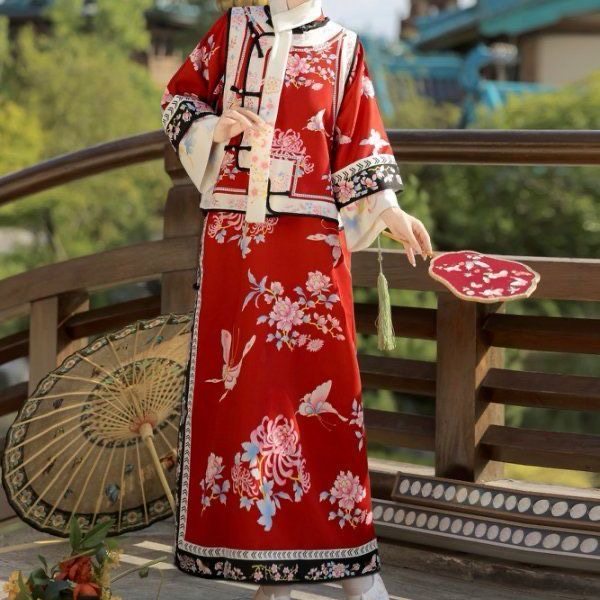 原创汉服女【玉蝶】格格宫廷清朝服饰国风印花中国风古装春秋套装,淘宝优惠券,粉丝福利购,淘宝优惠卷