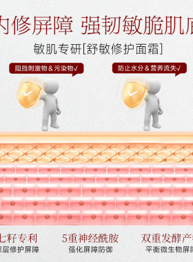 柏卡姿屏障舒敏精华面霜 保湿改善红脸修护屏障肌肤稳定官方正品