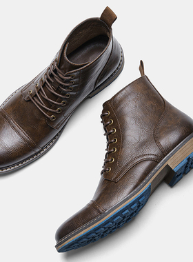 男士高品质复古做旧马丁靴工装鞋