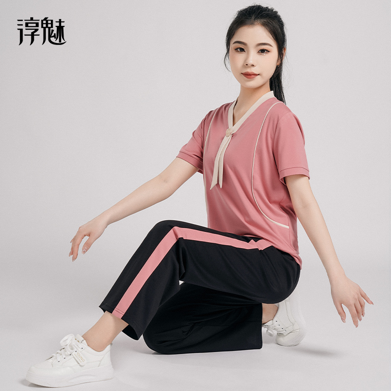 中老年广场舞服装女士大码运动服休闲服宽松两件套跳舞衣服X3002 - 图1