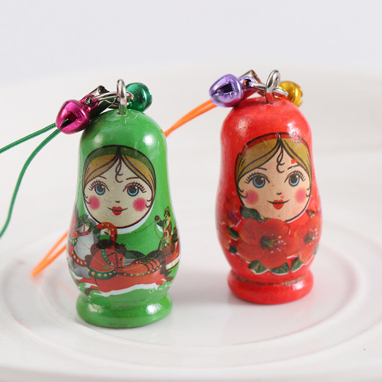 Cartoon wooden matryoshka doll pendant