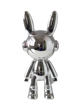 现代轻奢银色卡通兔子摆设样板间儿童房装饰摆件售楼处创意装饰品