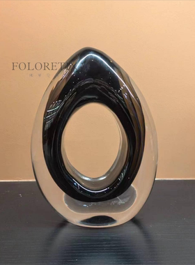 现代轻奢简约手工琉璃艺术几何装饰品摆件样板间售楼处高端玻璃