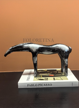 中古风侘寂风长尾猴子摆件样板间售楼处千里马摆设台面动物装饰品