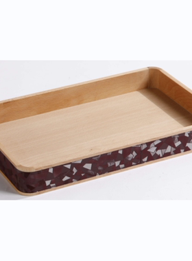 现代极简意式高端实木皮革托盘收纳盒装饰品样板间茶几首饰盒摆设