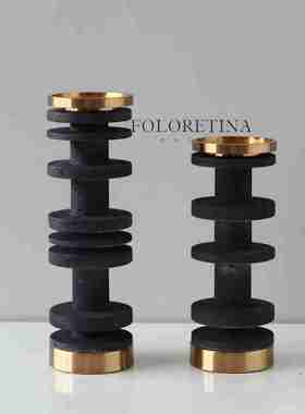 天然客厅烛台黄洞石摆设现代简约