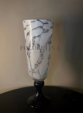 现代轻奢黑白系列手工玻璃异形个性花瓶样板间茶几餐桌艺术疏离花