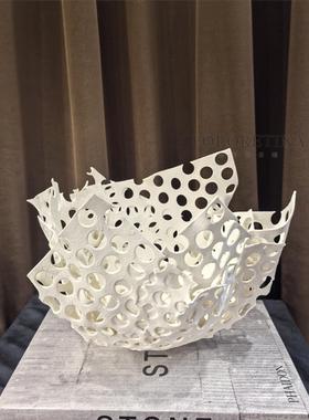 现代轻奢手工陶瓷原创异形花器样板间售楼处陶瓷花瓶装饰品摆设