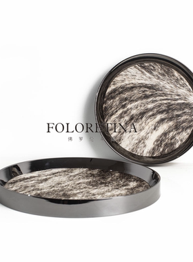 现代简约不锈钢异形马毛创意托盘样板间茶几不锈钢纸巾盒索拉玛纸