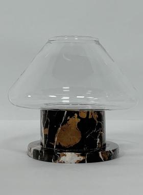 现代简约天然大理石创意花器摆件样板间售楼处新中式云石几何花瓶