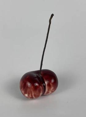 新中式现代极简手工陶瓷樱桃水果原创摆件样板间售楼处仿真水果