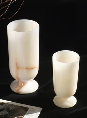 中古风复古风天然玉石创意花器摆件样板间售楼处少众高端冰玉花瓶