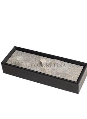 现代轻奢极简皮革创意收纳盒装饰品样板间岩板首饰盒珠宝盒摆设