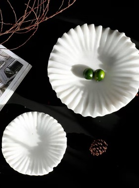 中古风复古风天然大理石手工雕刻创意果盘摆件样板间高端少众果盘