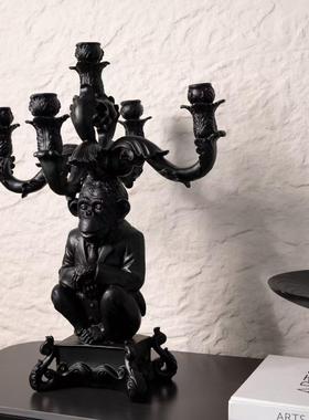 中古风复古风多头异形创意烛台样板间售楼处复合材质五头烛台摆设