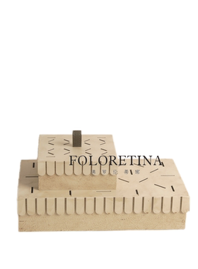 简约意式天之痕创意收纳盒样板间KELLY 首饰盒天然洞石皮革装饰盒