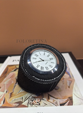 现代轻奢简约天然马毛小座钟样板间书房卧室床头柜台面时钟装饰品