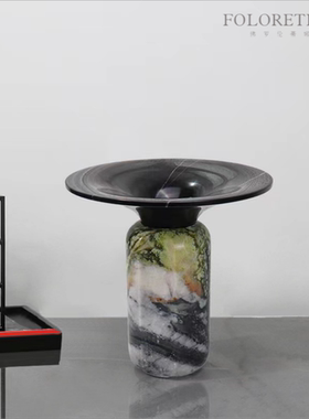 现代简约天然大理石几何创意花器样板间茶几餐桌台面石头花瓶摆设