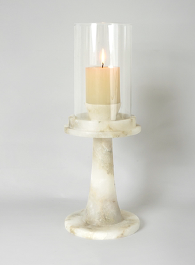 中古风复古风小众西班牙云石烛台样板间小屏风装饰品收纳盒摆设