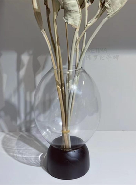 极简意式实木艺术玻璃创意储物罐花器花瓶摆件天然珊瑚装饰品摆设