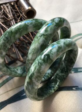 天然正品绿花女款岫玉手镯