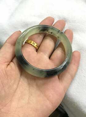 天然正品玉石手镯岫玉墨玉玉镯