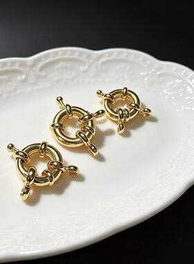 DIY饰品配件铜镀真金保色水手扣复古方向盘扣项链弹簧扣