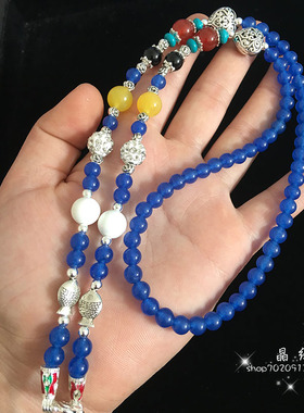 泰国佛牌饰品蓝玉髓情侣链子