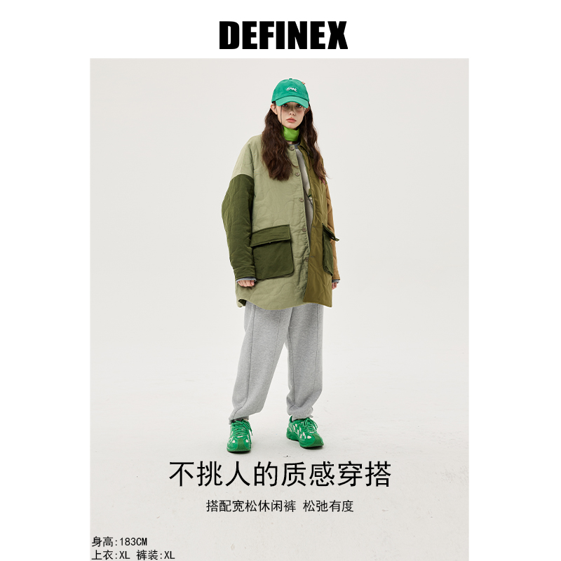 DEFINEX潮牌23冬美式飞行夹克棉服男高街保暖重磅棉风衣外套