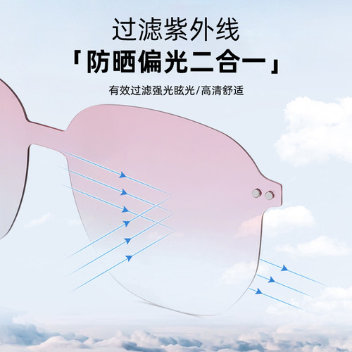 亿超眼镜莫奈粉偏光磁吸钛架防蓝光近视太阳镜网上专业配镜素颜女 - 图1