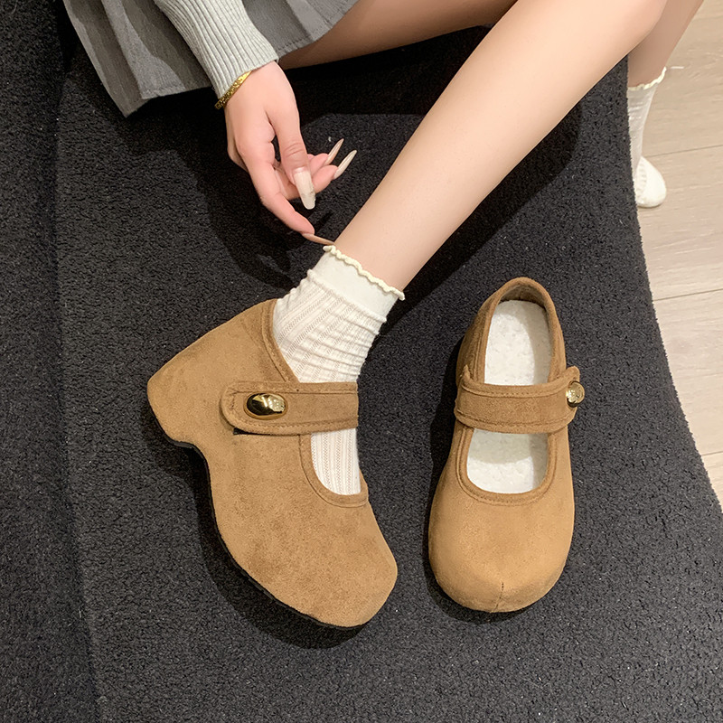 厚底内增高绒面玛丽珍鞋女2025秋冬新款复古加绒保暖勃肯鞋棉单鞋,淘宝优惠券,粉丝福利购,淘宝优惠卷