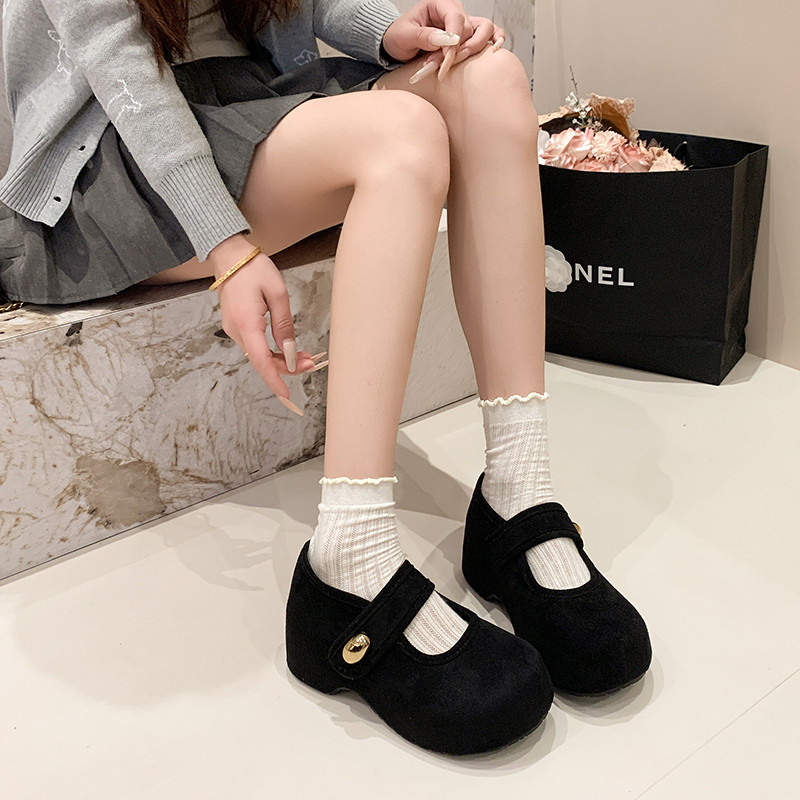厚底内增高绒面玛丽珍鞋女2025秋冬新款复古加绒保暖勃肯鞋棉单鞋,淘宝优惠券,粉丝福利购,淘宝优惠卷
