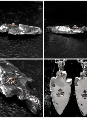 日本制点金太阳神唐草矛头项链