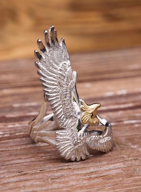 HorizonBlue925银斜鹰戒指