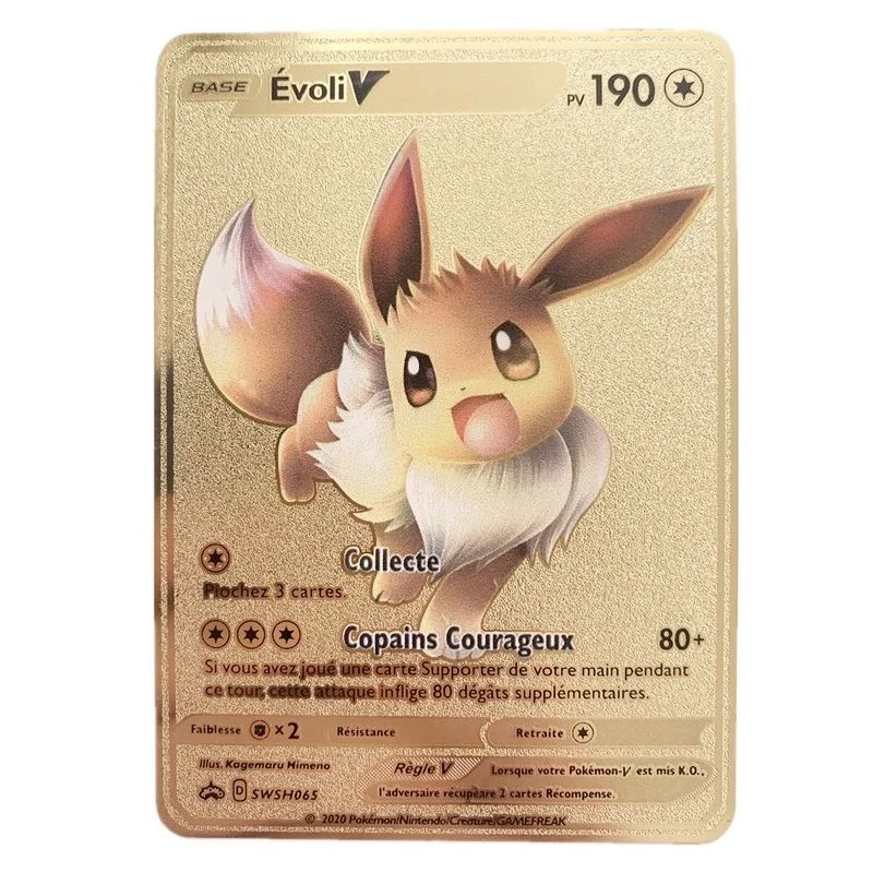 Newest Pokemon Vmax V GX EX Shiny Gold Metal Card PV French - 图1