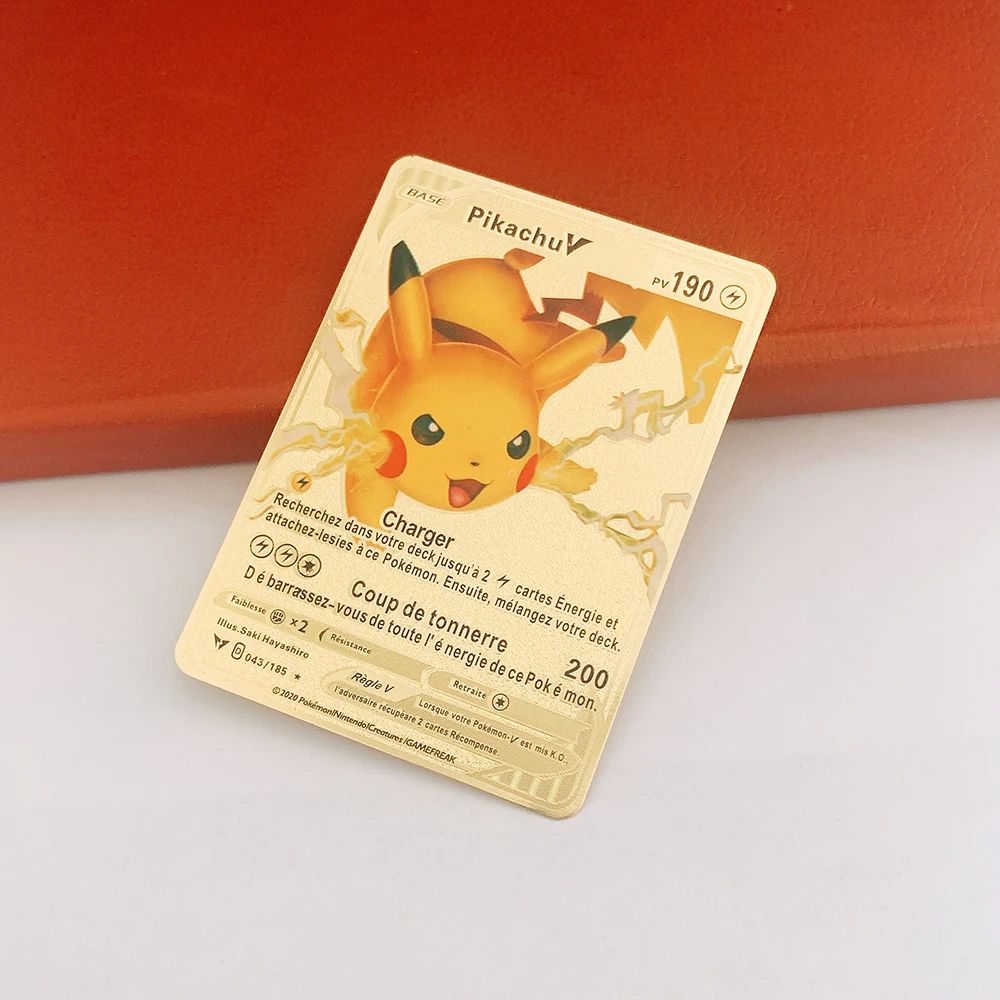 French Pokemon Gold Cards  V Max cartas Pokemon Metal metali - 图1